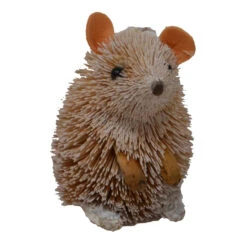 4” White And Brown Whimsical Bristle Brush Handcrafted Sitting Frosted Mouse - 33479727