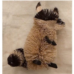 5” Brown And Black Whimsical Bristle Brush Handcrafted Raccoon Hanging Ornament - 33479728
