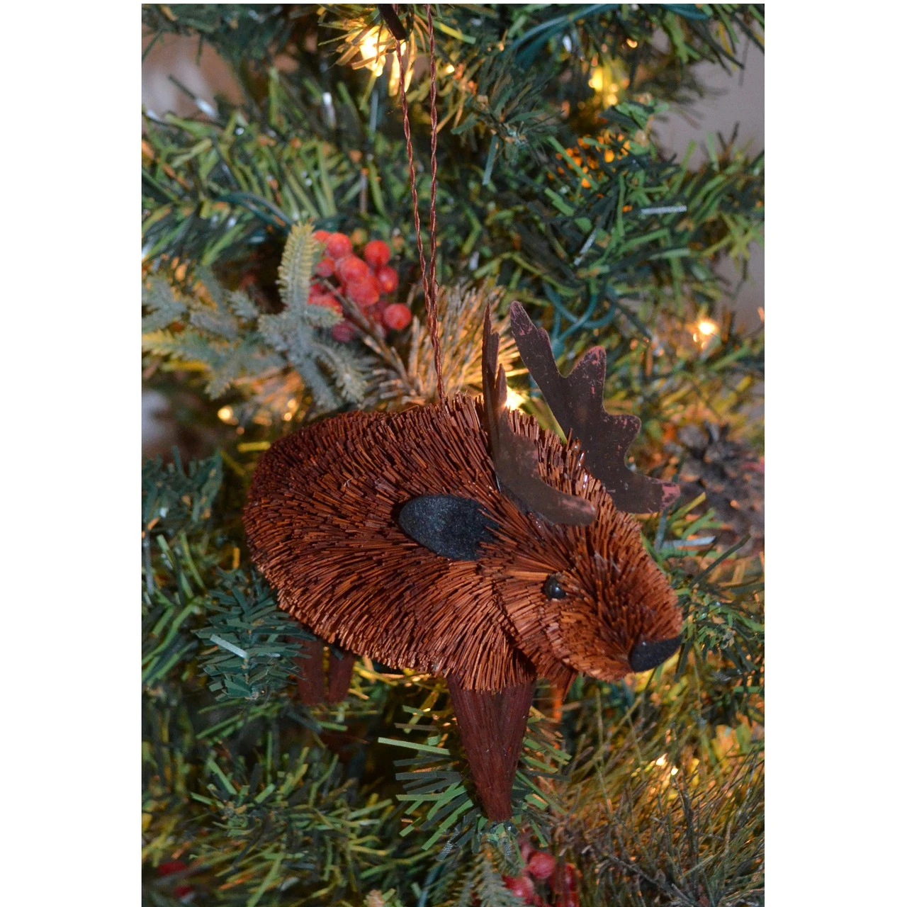 6” Brown And Black Bristle Brush Handcrafted Moose Hanging Figurine Ornament - 33479732 3 6” Brown And Black Bristle Brush Handcrafted Moose Hanging Figurine Ornament - 33479732