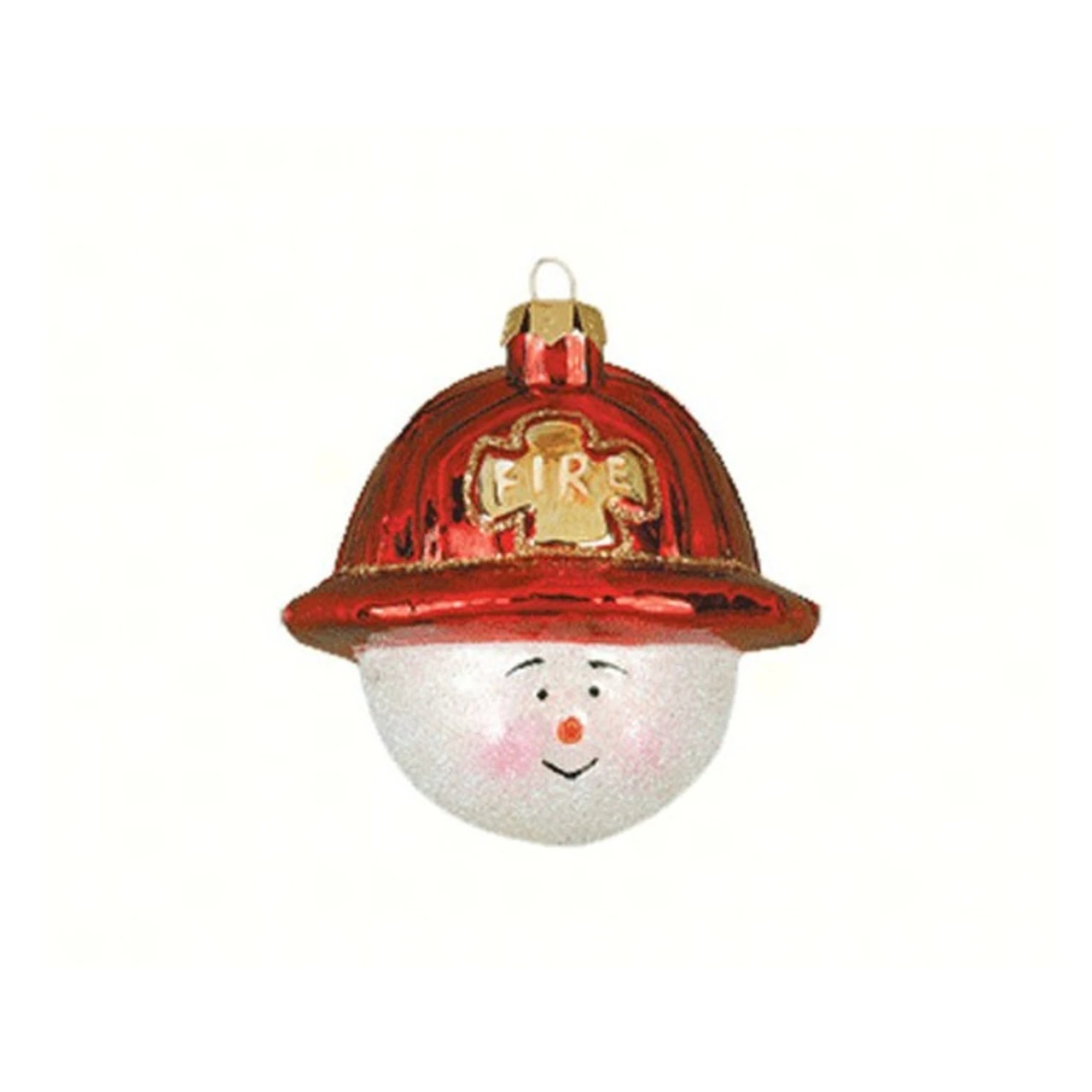 4.25" Red And White Fireman Snowman Hand Blown Glass Hanging Figurine Ornament 3 4.25" Red And White Fireman Snowman Hand Blown Glass Hanging Figurine Ornament