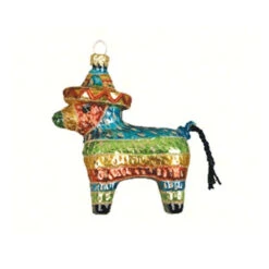 4.38" Multi-Color Pinata Hand Blown Glass Hanging Figurine Ornament - 33479826