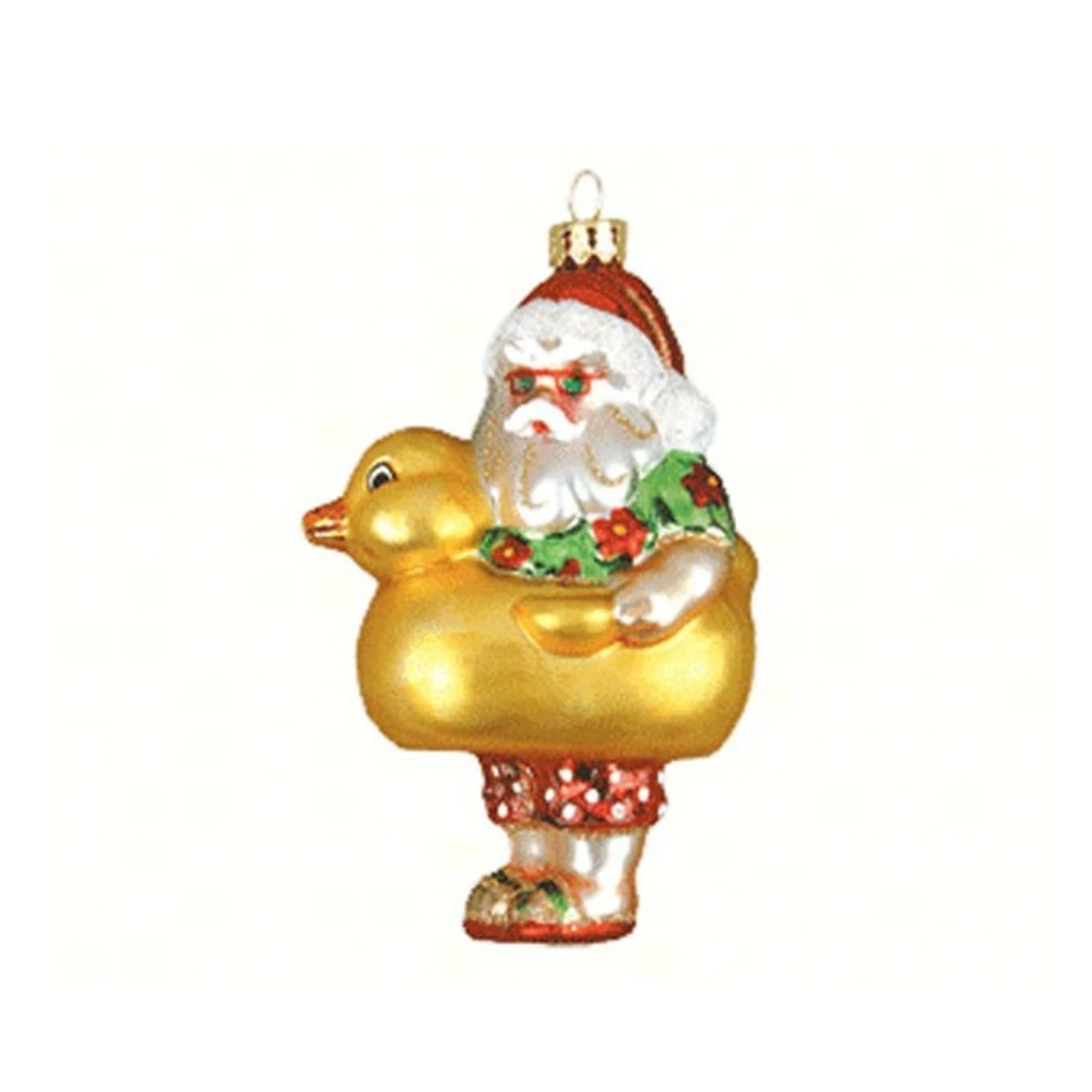 5.63" Yellow And Red Santa's Ducky Hand Blown GlassHanging Figurine Ornament 3 5.63" Yellow And Red Santa's Ducky Hand Blown GlassHanging Figurine Ornament