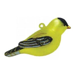 4" Yellow And Black Goldfinch Bird Hand Blown Glass Hanging Figurine Ornament