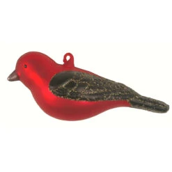 4” Red And Black Scarlet Tanager Hand Blown Glass Hanging Figurine Ornament - 33479866
