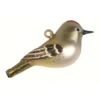3.63” Silver And Brown Ruby Crowned Kinglet Hand Blown Glass Hanging Figurine Ornament - 33479869