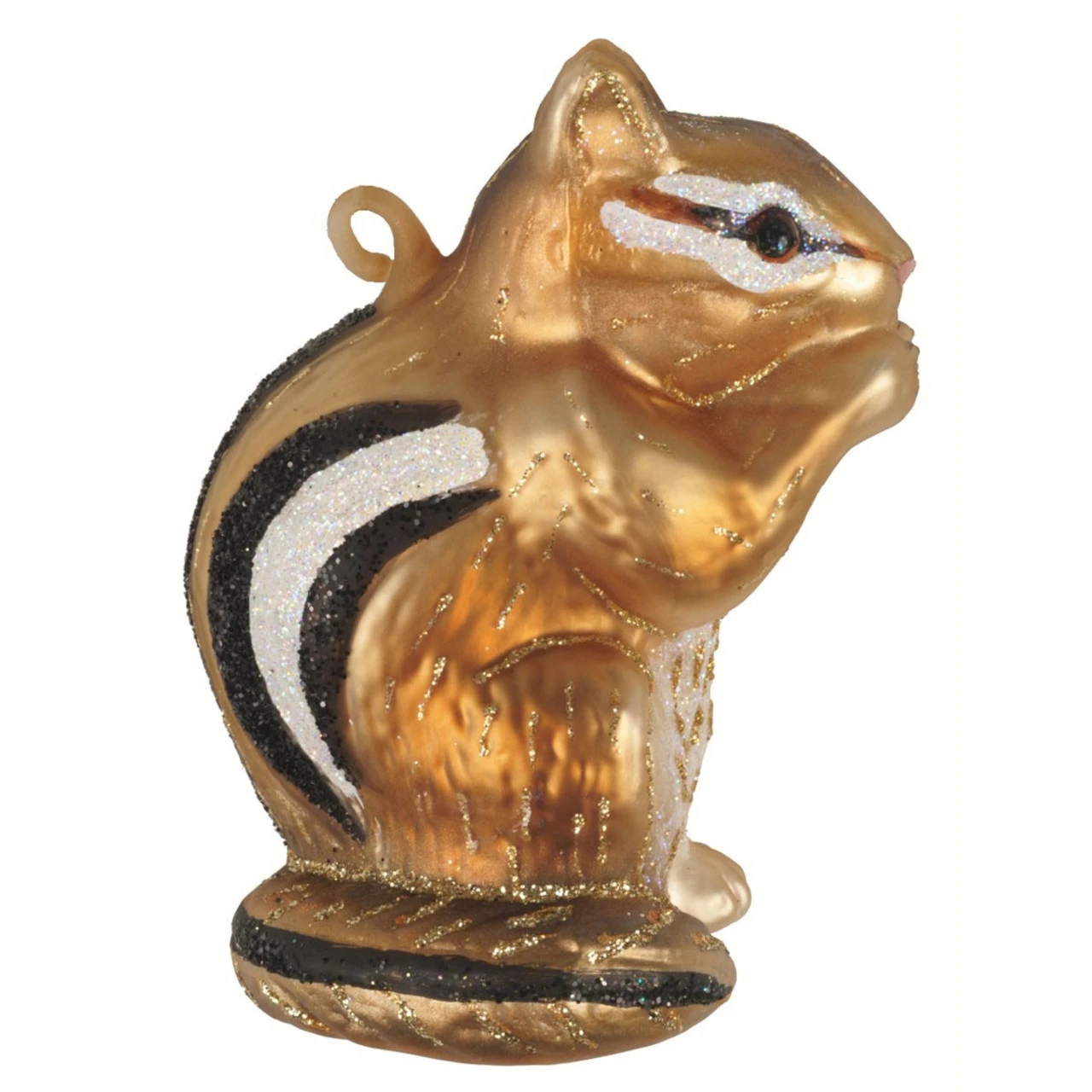3.5” Gold And White Chipmunk Hand Blown Glass Hanging Figurine Ornament 3 3.5” Gold And White Chipmunk Hand Blown Glass Hanging Figurine Ornament
