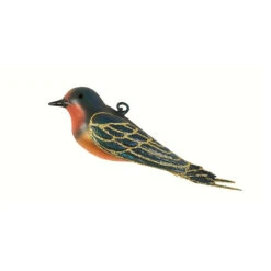 6" Blue And Orange Barn Swallow Hanging Glass Ornament - 33479884