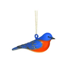 4.5" Eastern Bluebird Male Hanging Glass Ornament - 33479891