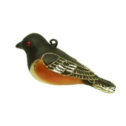 4.5" Green And Orange Rufous Sided Towee Hanging Glass Ornament
