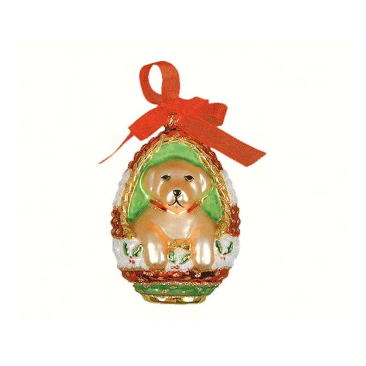 5.13" Playful Puppy Yellow Lab Hand Blown Glass Hanging Figurine Ornament 3 5.13" Playful Puppy Yellow Lab Hand Blown Glass Hanging Figurine Ornament