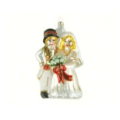 6.25" Bride And Groom Hand Blown Glass Figurine Ornament