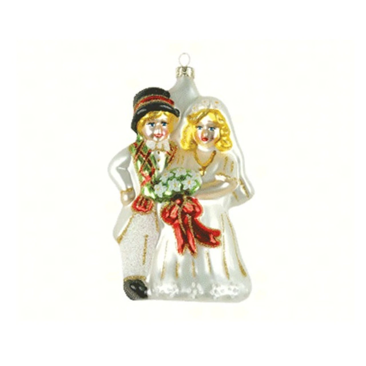 6.25" Bride And Groom Hand Blown Glass Figurine Ornament 3 6.25" Bride And Groom Hand Blown Glass Figurine Ornament