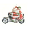 6.5” Red And Black Motorcycle Santa Hand Blown Glass Hanging Figurine Ornament