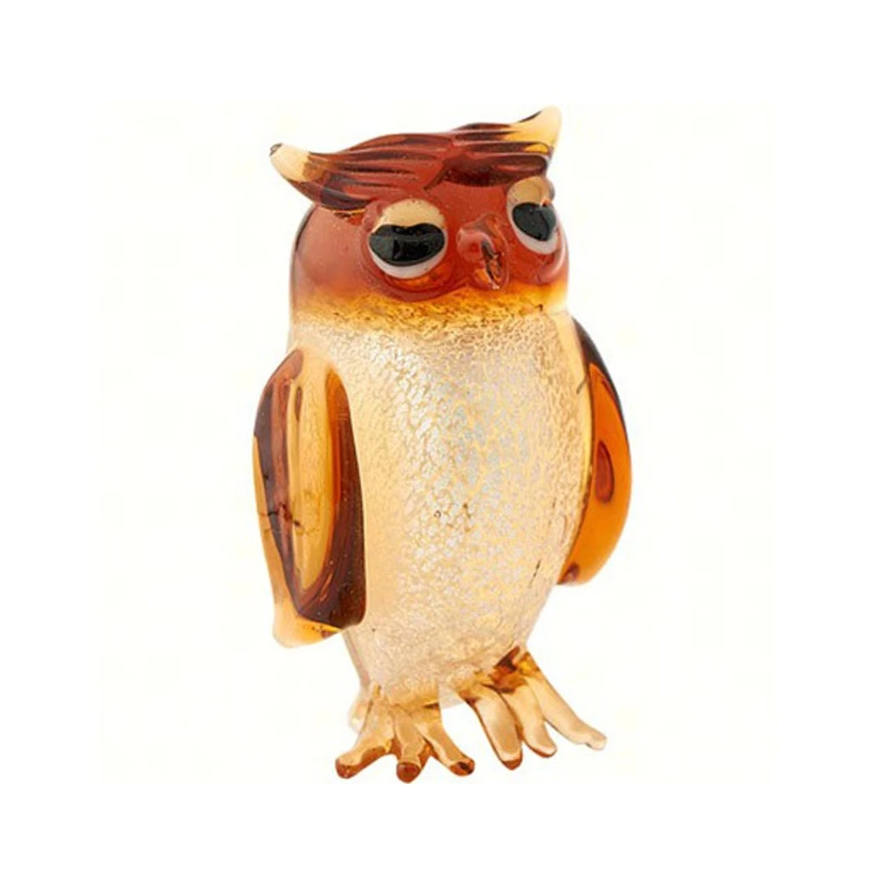 2" Amber And Beige Owl Art Glass Animal Figurine - 33480166 3 2" Amber And Beige Owl Art Glass Animal Figurine - 33480166