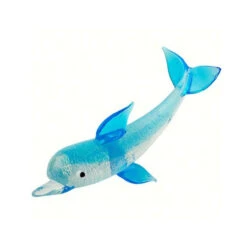 3.5" Blue And White Dolphin Art Glass Animal Figurine - 33480170