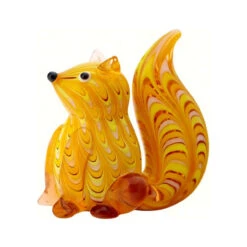 4" Yellow And Red Squirrel Glass Figurine Decoration - 33480179