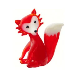 4" Red And White Fox Glass Figurine Decoration - 33480180