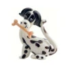4" White And Black Dog With Bone Art Glass Figurine Decoration - 33480181 -Ornaments Store dgold ma 091 96624.1588353733