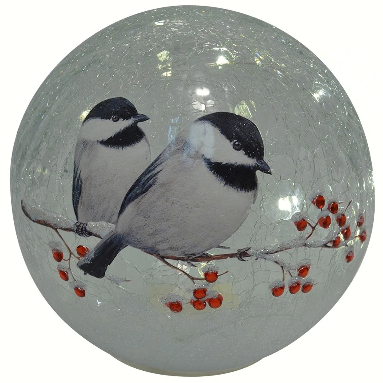 6.78” Gray And Black Chickadee Crackle Glass Globe - Battery Operated - 33480232 3 6.78” Gray And Black Chickadee Crackle Glass Globe - Battery Operated - 33480232