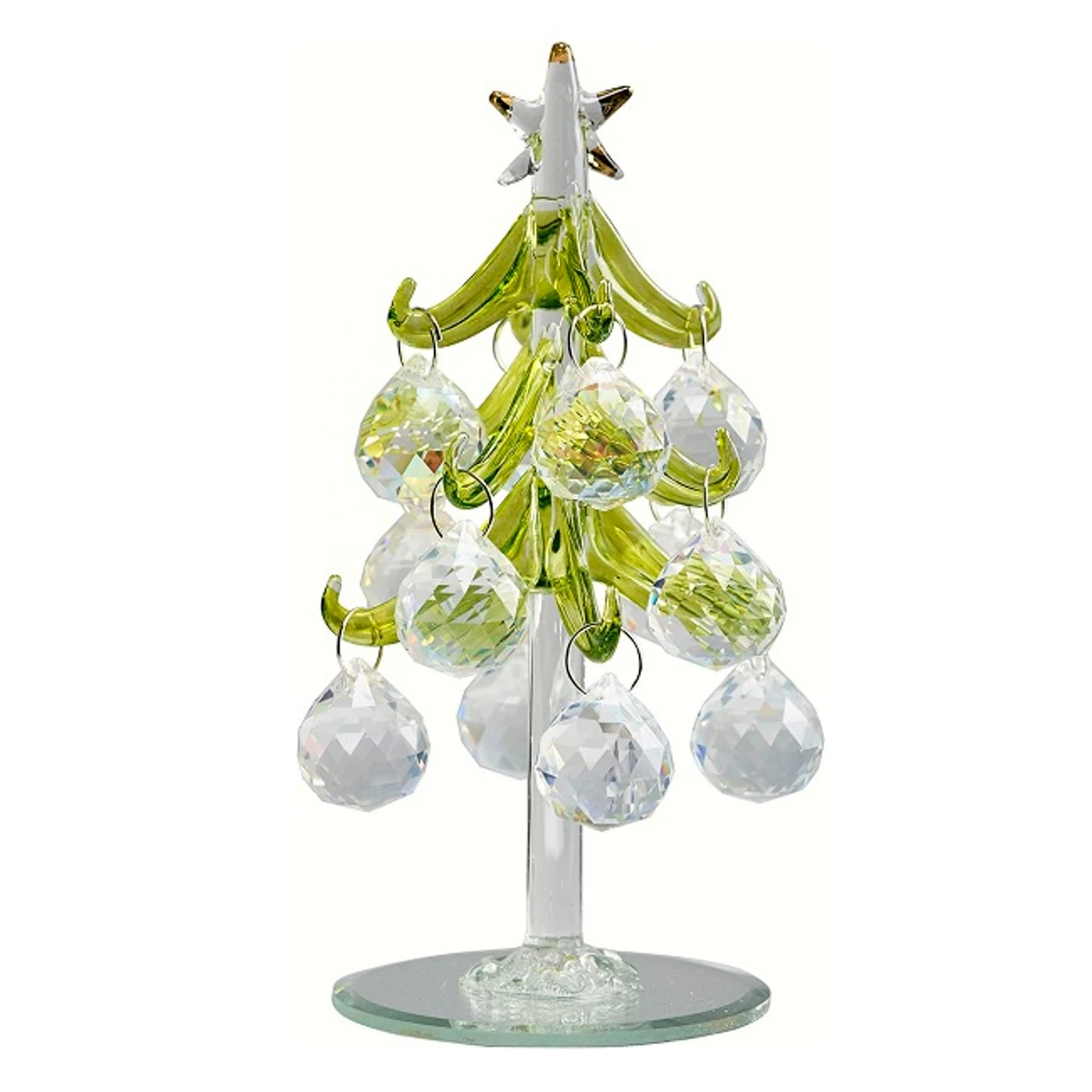 6" Green And Clear Glass Tree With Crystal Round Ornaments - 33480463 3 6" Green And Clear Glass Tree With Crystal Round Ornaments - 33480463