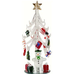6" Clear Tree Glass With Snowman And Christmas Ornaments - 33480499