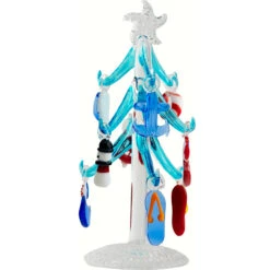 6" Translucence Blue Natural Tree Glass With Ornaments