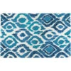 1.75' X 2.75' Blue And Green Ikat Rectangular Area Throw Rug