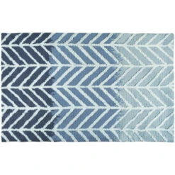 1.75' X 2.75' Straight And Arrows Blue Rectangular Area Throw Rug