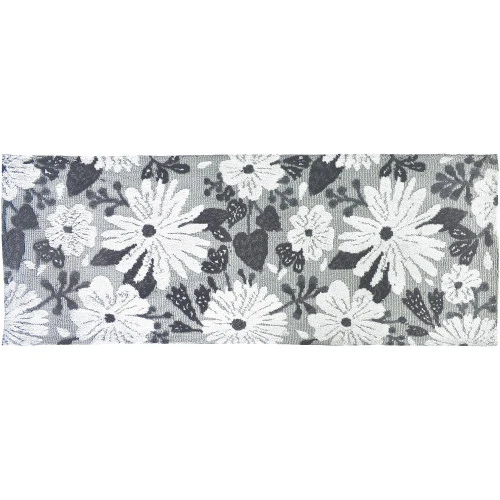 1.75' X 4.5' Wildflowers Gray White And Gray Rectangular Area Throw Rug 3 1.75' X 4.5' Wildflowers Gray White And Gray Rectangular Area Throw Rug