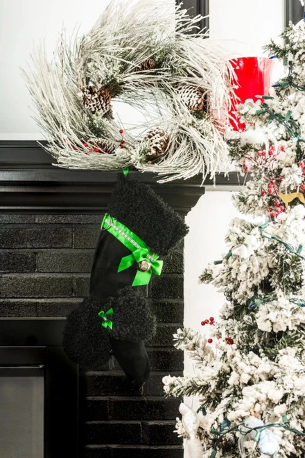 22" Green And Black Poodle Dog Christmas Stocking 4 22" Green And Black Poodle Dog Christmas Stocking - Image 2