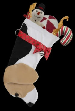 21" White And Beige Beagle Dog Christmas Stocking
