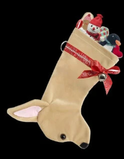 14.5" Red And Beige Chihuahua Dog Christmas Stocking