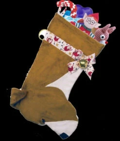 20.5" Brown And White American Pit Bull Terrier Dog Christmas Stocking