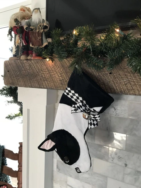 17" Black And White Boston Terrier Dog Christmas Stocking 4 17" Black And White Boston Terrier Dog Christmas Stocking - Image 2