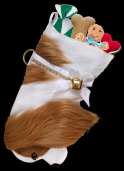 17" Brown And White Cavalier King Charles Spaniel Dog Christmas Stocking