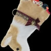19" Beige And White Corgi Dog Christmas Stocking