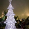 Set Of 2 Clear Diamond Cut Christmas Tree Tabletop Decor 15.5" -Ornaments Store dice 10133 19646.1588406052