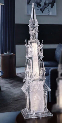 Set Of 2 Clear And Gold Cathedral Five Angel Tabletop Decor 20.75"