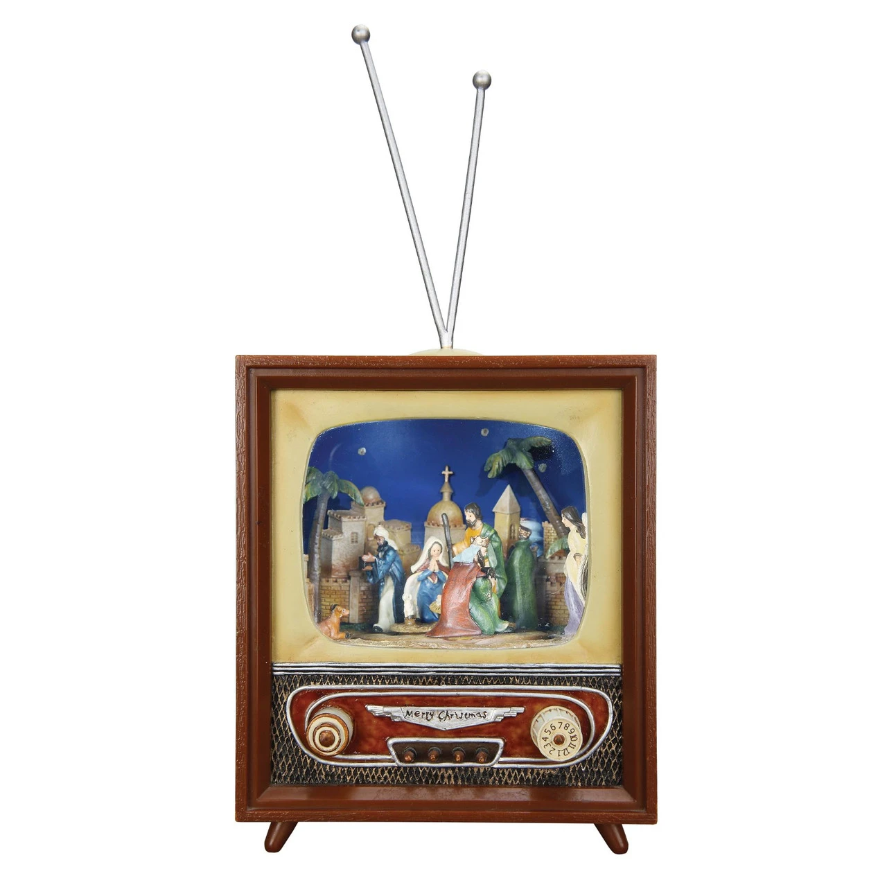 Set Of 2 Brown And Beige Christmas Nativity TV 14.75" 3 Set Of 2 Brown And Beige Christmas Nativity TV 14.75"