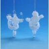 Set Of 4 White And Clear Ice Skating Santa Hanging Christmas Ornaments 6"