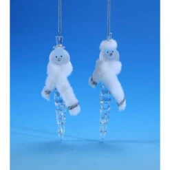 Set Of 6 Clear And White Scarf Snowman Hanging Christmas Ornament 7.50"