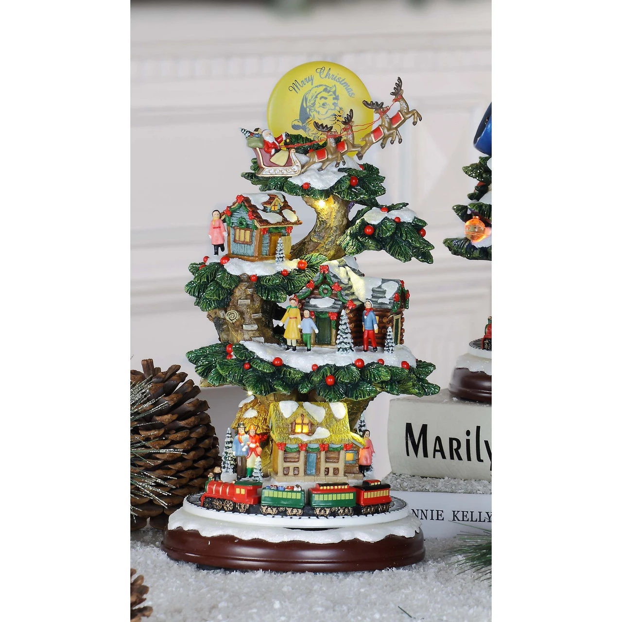 Set Of 2 LED Lighted And Musical Christmas Tree House Village Decorations - 12.5" 3 Set Of 2 LED Lighted And Musical Christmas Tree House Village Decorations - 12.5"