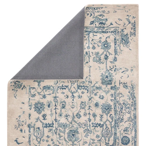 Christmas Central 9' X 12' Gray And Blue Oriental Handmade Rectangular Area Throw Rug 5 Christmas Central 9' X 12' Gray And Blue Oriental Handmade Rectangular Area Throw Rug - Image 3