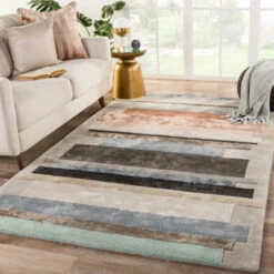 Christmas Central 5' X 8' Gray And Black Geometric Hand Tufted Rectangular Area Throw Rug -Ornaments Store djri rug143924 5 76049.1664466373