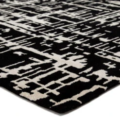 Christmas Central 9' X 12' Black And Cream White Trellis Handmade Rectangular Area Throw Rug -Ornaments Store djri rug143938 2 72720.1664988807