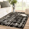 Christmas Central 9' X 12' Black And Cream White Trellis Handmade Rectangular Area Throw Rug
