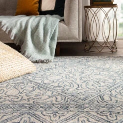 Christmas Central 5' X 8' Blue And Gray Carmen Hand Tufted Wool Area Throw Rug -Ornaments Store djri rug145482 8 29363.1664466677
