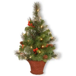Christmas Central 3' Pre-Lit Crestwood Spruce Artificial Christmas Half Tree, White LED Lights