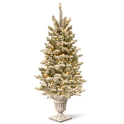 Christmas Central 4’ Pre-Lit Snowy Sheffield Spruce Artificial Christmas Tree, Clear Lights