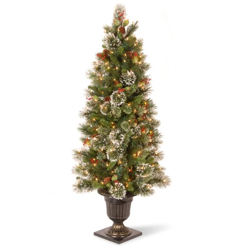 Christmas Central 5" Pre-Lit Potted Wintry Pine Artificial Christmas Tree, Clear Lights 3 Christmas Central 5" Pre-Lit Potted Wintry Pine Artificial Christmas Tree, Clear Lights